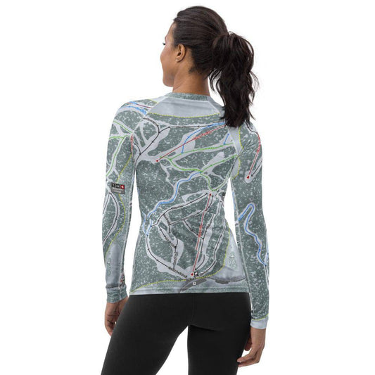 Mt Waterman, California Ski Trail Map Women's Base Layer Top - Powderaddicts