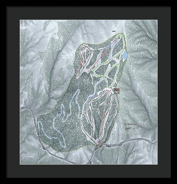 Mt Waterman Ski Trail Map - Framed Print - Powderaddicts