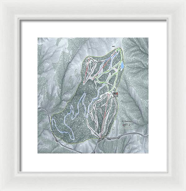 Mt Waterman Ski Trail Map - Framed Print - Powderaddicts