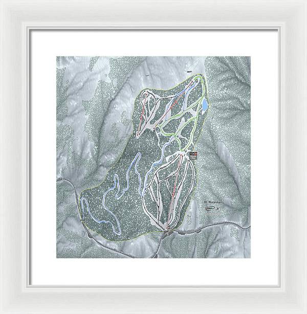 Mt Waterman Ski Trail Map - Framed Print - Powderaddicts