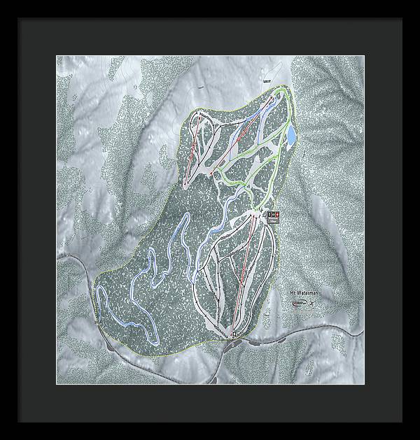Mt Waterman Ski Trail Map - Framed Print - Powderaddicts