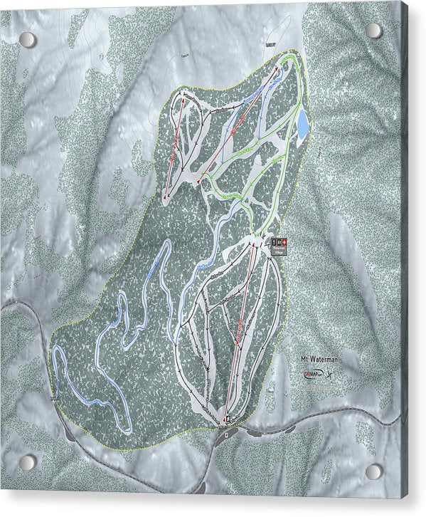 Mt Waterman Ski Trail Map - Acrylic Print - Powderaddicts