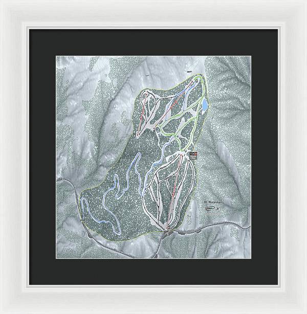 Mt Waterman Ski Trail Map - Framed Print - Powderaddicts