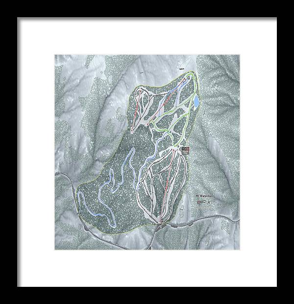Mt Waterman Ski Trail Map - Framed Print - Powderaddicts