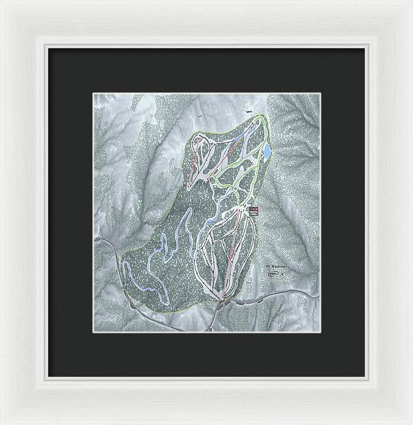 Mt Waterman Ski Trail Map - Framed Print - Powderaddicts