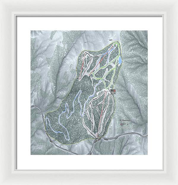 Mt Waterman Ski Trail Map - Framed Print - Powderaddicts