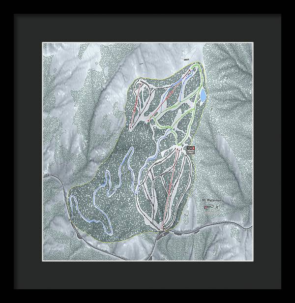 Mt Waterman Ski Trail Map - Framed Print - Powderaddicts