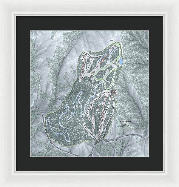 Mt Waterman Ski Trail Map - Framed Print - Powderaddicts