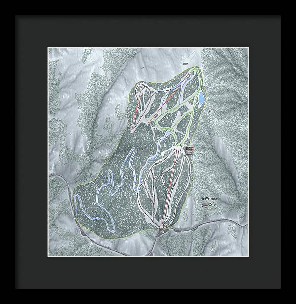Mt Waterman Ski Trail Map - Framed Print - Powderaddicts