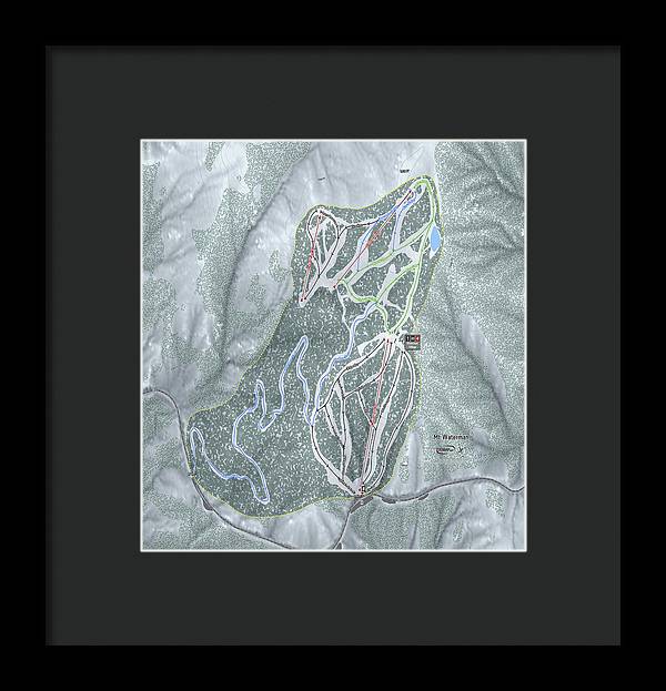 Mt Waterman Ski Trail Map - Framed Print - Powderaddicts