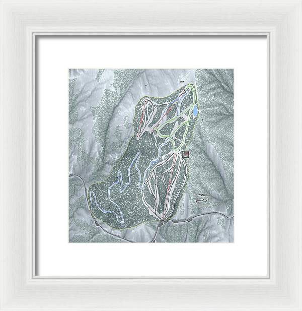 Mt Waterman Ski Trail Map - Framed Print - Powderaddicts