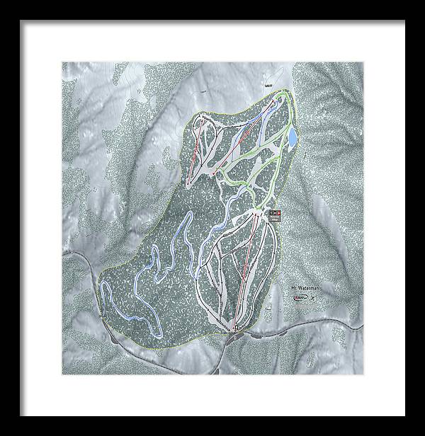 Mt Waterman Ski Trail Map - Framed Print - Powderaddicts
