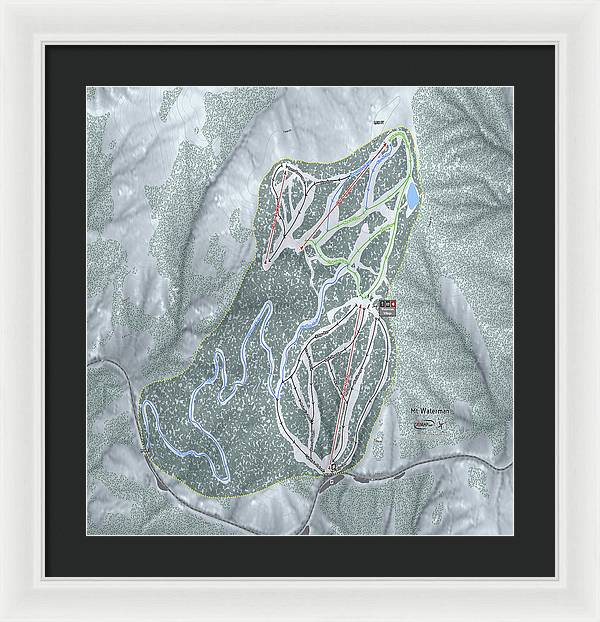Mt Waterman Ski Trail Map - Framed Print - Powderaddicts