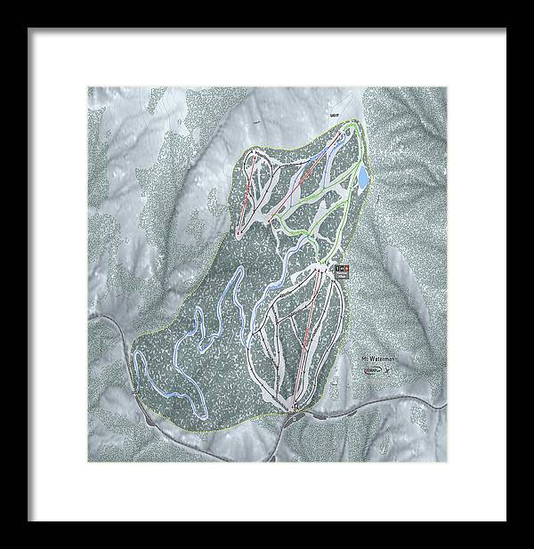 Mt Waterman Ski Trail Map - Framed Print - Powderaddicts