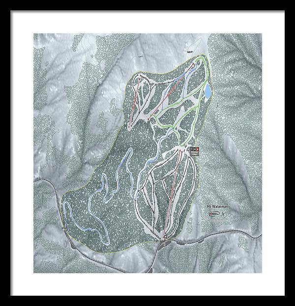 Mt Waterman Ski Trail Map - Framed Print - Powderaddicts