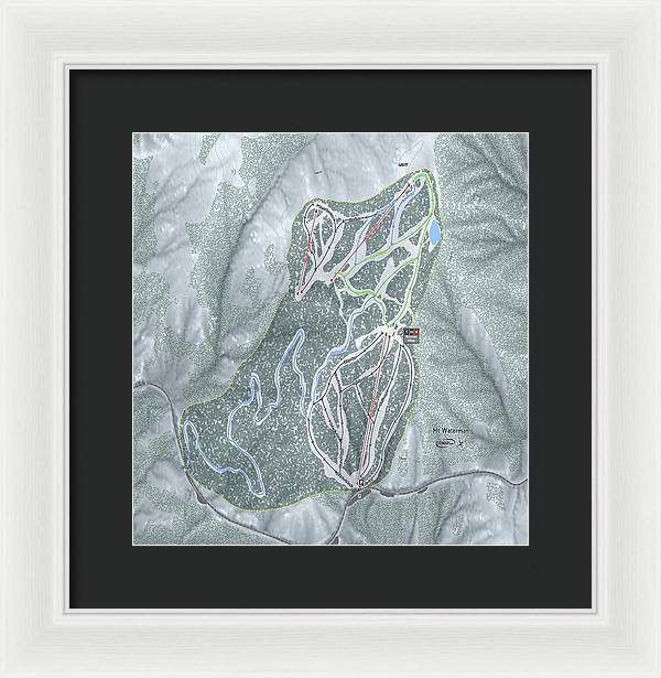 Mt Waterman Ski Trail Map - Framed Print - Powderaddicts