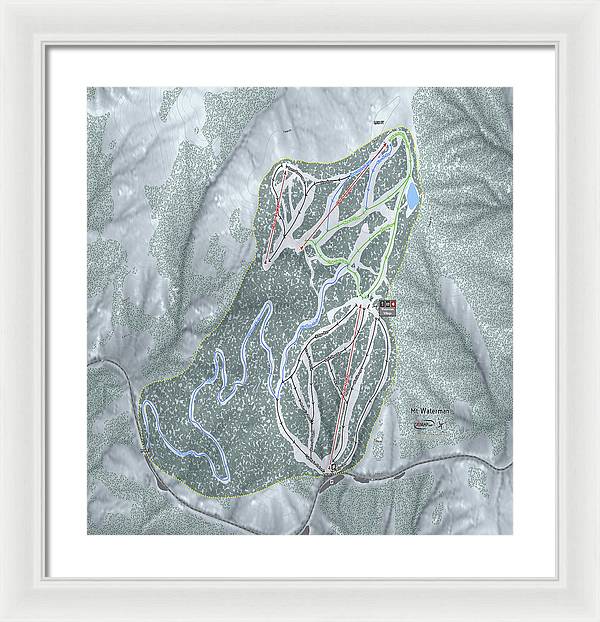 Mt Waterman Ski Trail Map - Framed Print - Powderaddicts