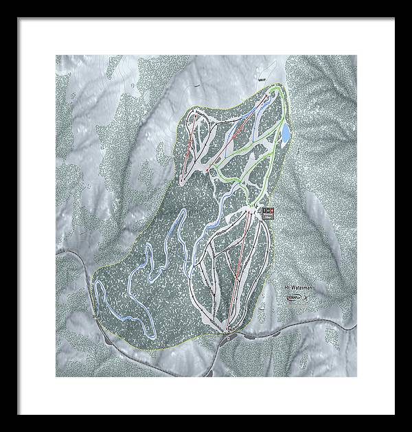 Mt Waterman Ski Trail Map - Framed Print - Powderaddicts