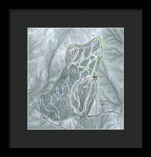 Mt Waterman Ski Trail Map - Framed Print - Powderaddicts