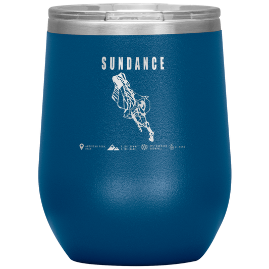 Sundance,Utah Ski Trail Map Wine 12oz Tumbler - Powderaddicts