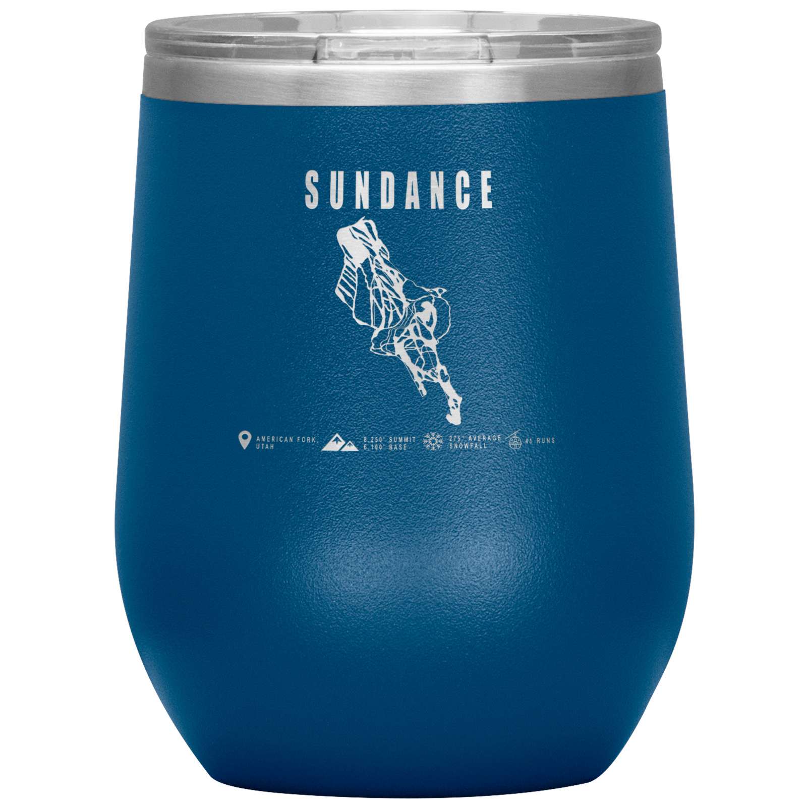Sundance,Utah Ski Trail Map Wine 12oz Tumbler - Powderaddicts