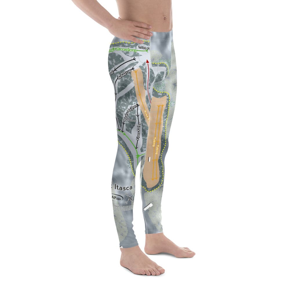 MtItasca, Minnesota Ski Trail Map Men&#39;s Base Layer Bottom - Powderaddicts