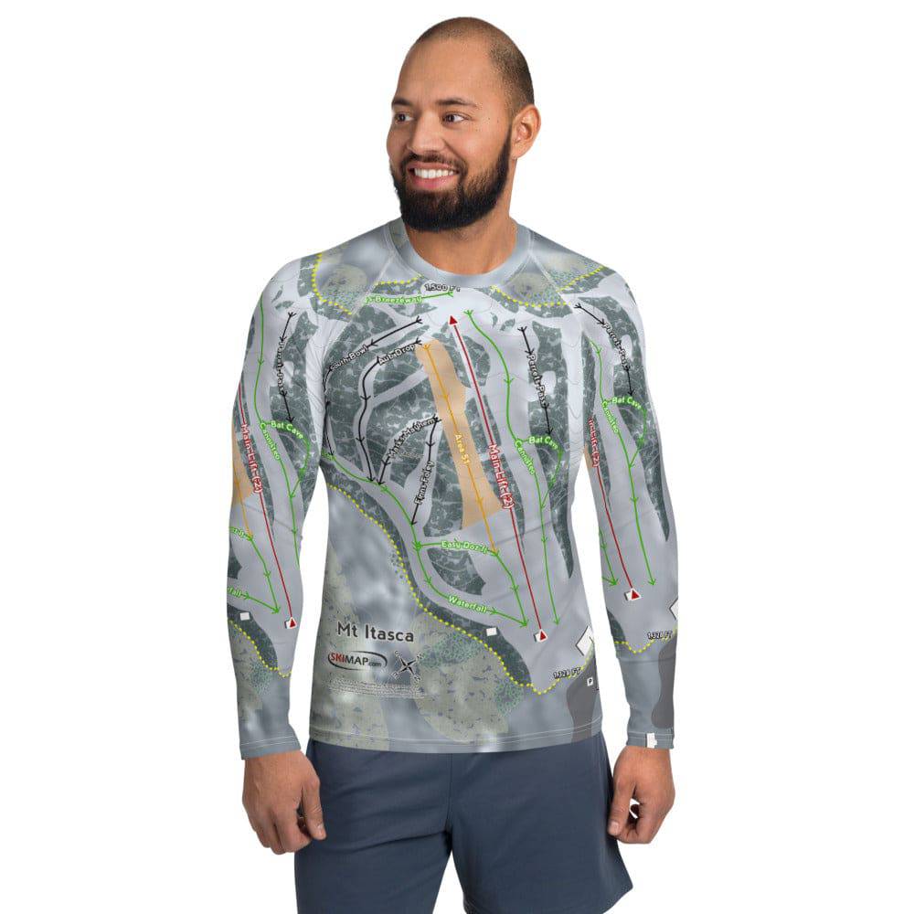 Mt Itasca, Minnesota Ski Trail Map Men's Base Layer Top