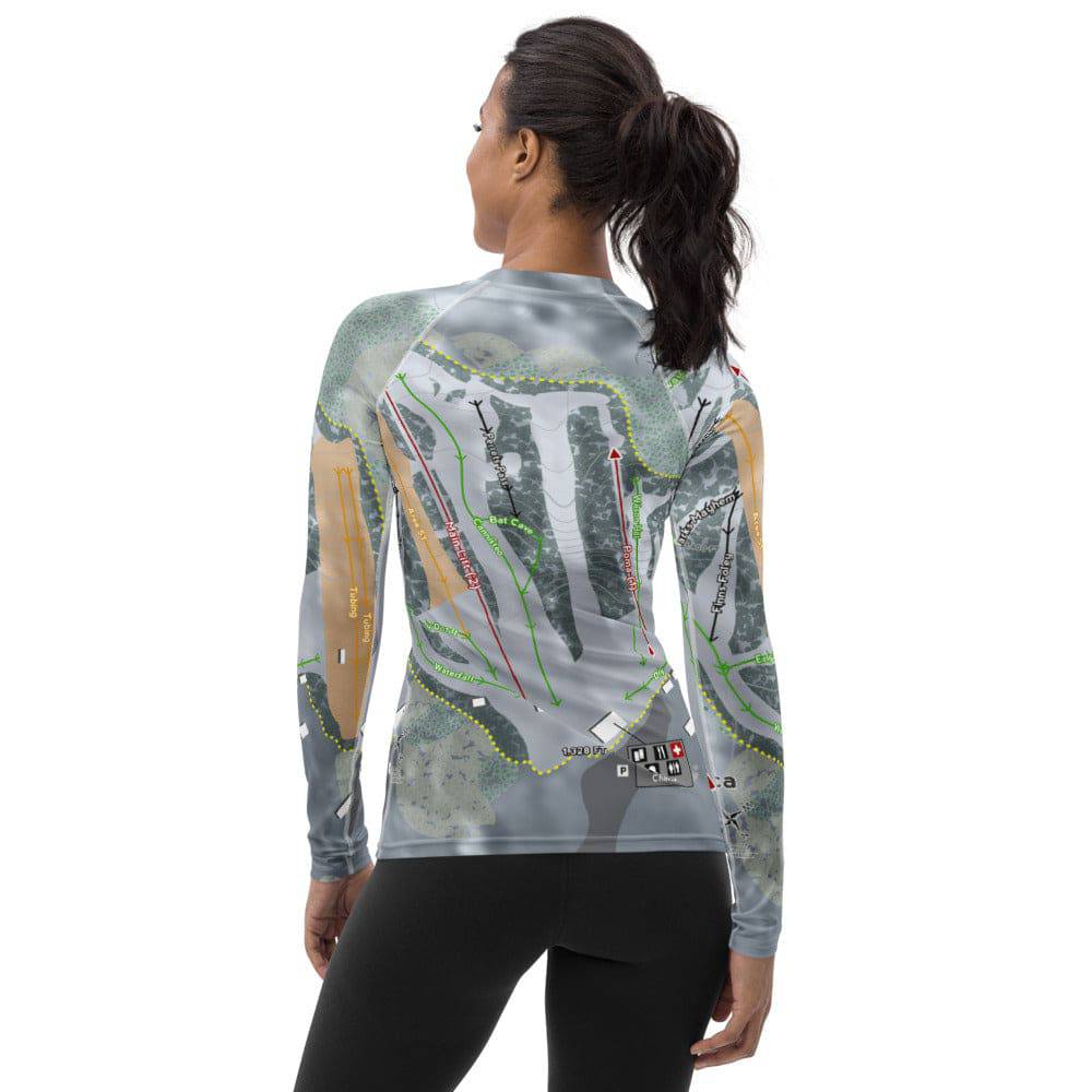 MtItasca, Minnesota Ski Trail Map Women's Base Layer Top - Powderaddicts