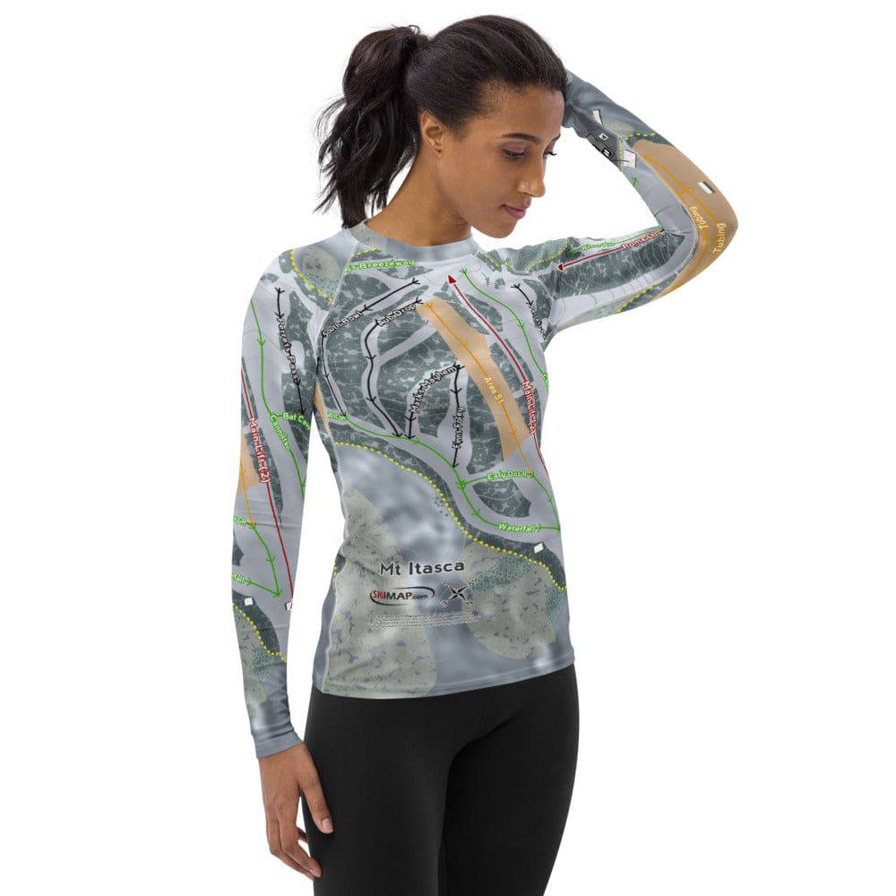 MtItasca, Minnesota Ski Trail Map Women's Base Layer Top - Powderaddicts