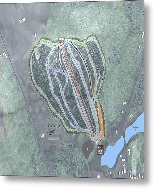 Mt Jefferson Ski Trail Map - Metal Print - Powderaddicts