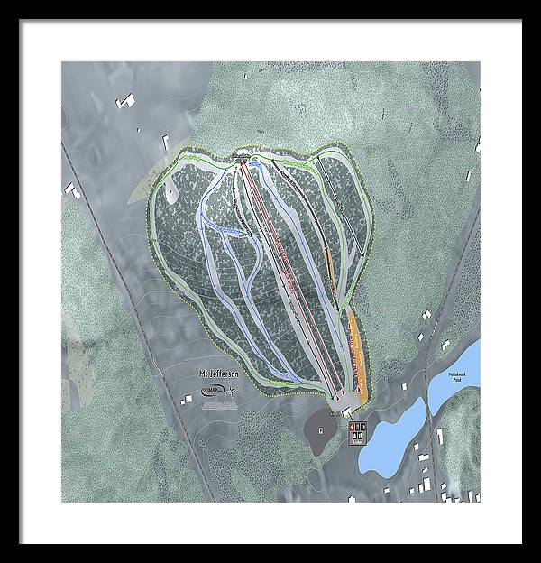 Mt Jefferson Ski Trail Map - Framed Print - Powderaddicts