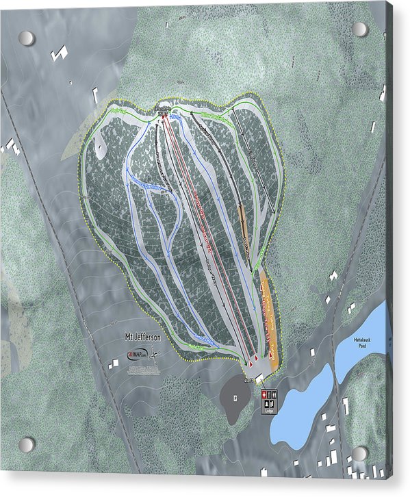 Mt Jefferson Ski Trail Map - Acrylic Print - Powderaddicts