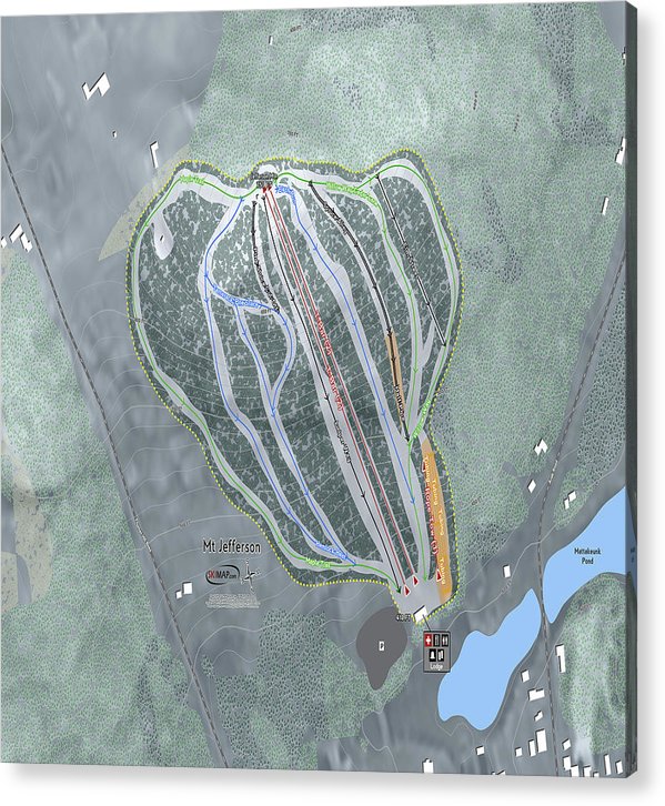 Mt Jefferson Ski Trail Map - Acrylic Print - Powderaddicts