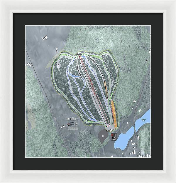Mt Jefferson Ski Trail Map - Framed Print - Powderaddicts