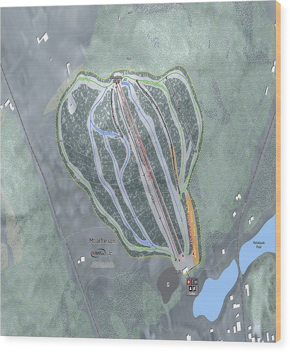 Mt Jefferson Ski Trail Map - Wood Print - Powderaddicts