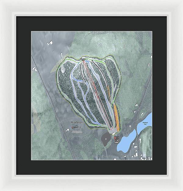 Mt Jefferson Ski Trail Map - Framed Print - Powderaddicts