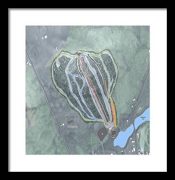 Mt Jefferson Ski Trail Map - Framed Print - Powderaddicts