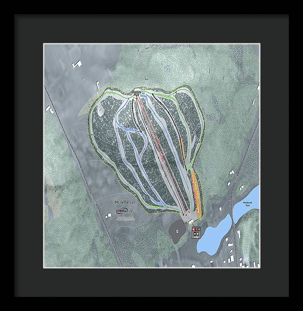 Mt Jefferson Ski Trail Map - Framed Print - Powderaddicts