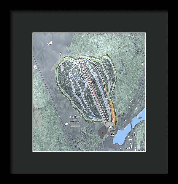 Mt Jefferson Ski Trail Map - Framed Print - Powderaddicts