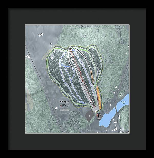 Mt Jefferson Ski Trail Map - Framed Print - Powderaddicts