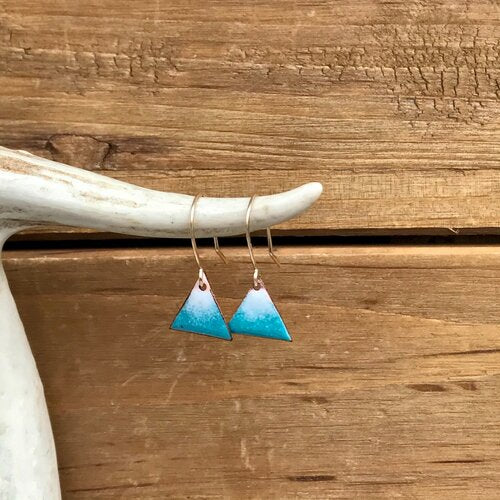 ENAMELED BLUE SNOWY MOUNTAIN DANGLE EARRINGS - Powderaddicts