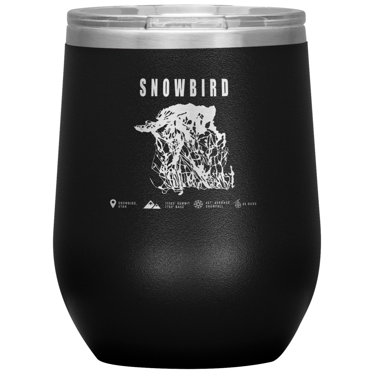 Snowbird,Utah Ski Trail Map Wine 12oz Tumbler - Powderaddicts