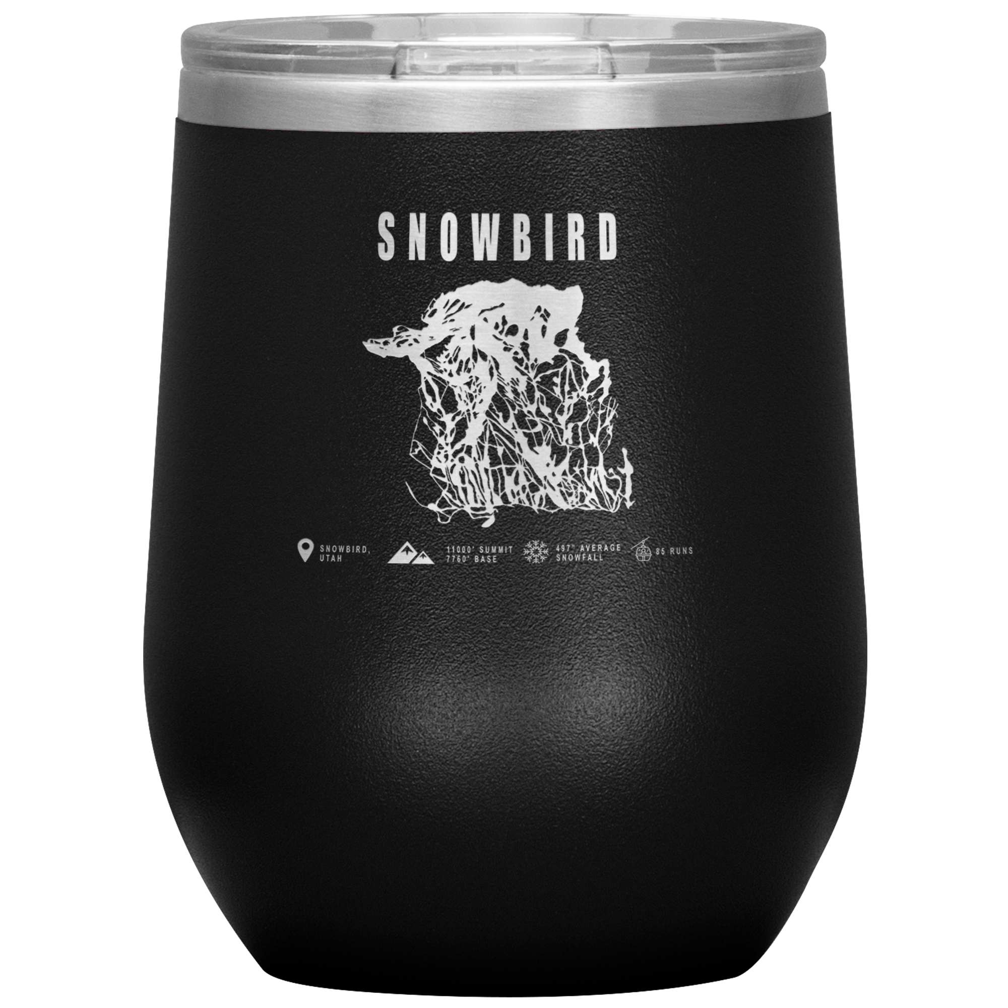 Snowbird,Utah Ski Trail Map Wine 12oz Tumbler - Powderaddicts