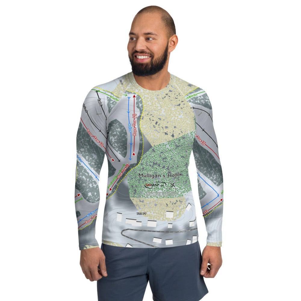 Mulligans Hollow, Michigan Ski Trail Map Men's Base Layer Top