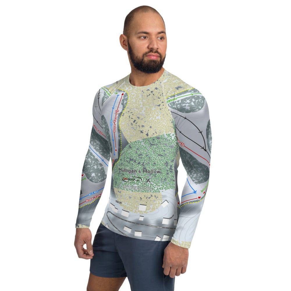 Mulligans Hollow, Michigan Ski Trail Map Men's Base Layer Top - Powderaddicts