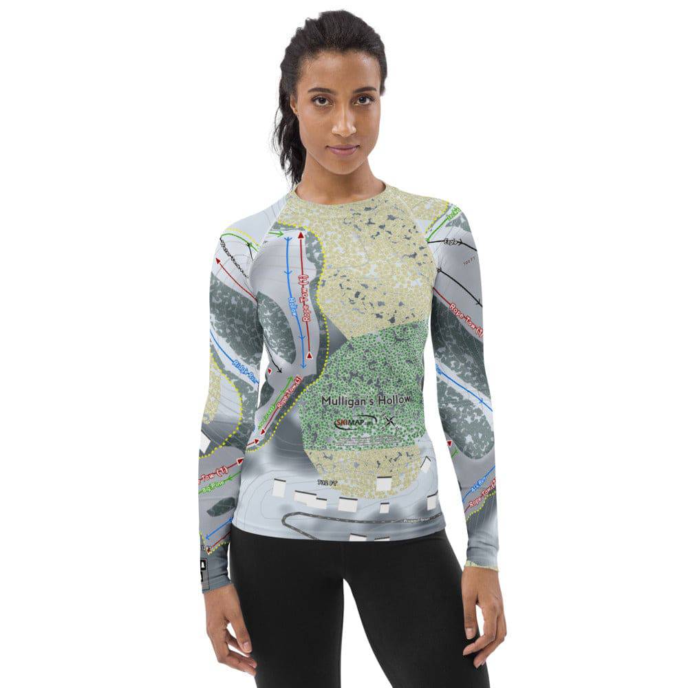 Mulligans Hollow, Michigan Ski Trail Map Women's Base Layer Top