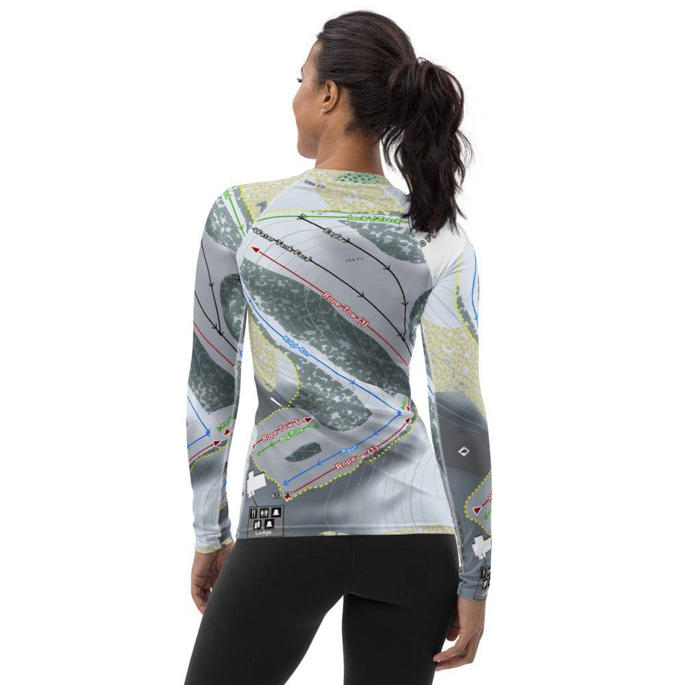 Mulligans Hollow, Michigan Ski Trail Map Women's Base Layer Top - Powderaddicts