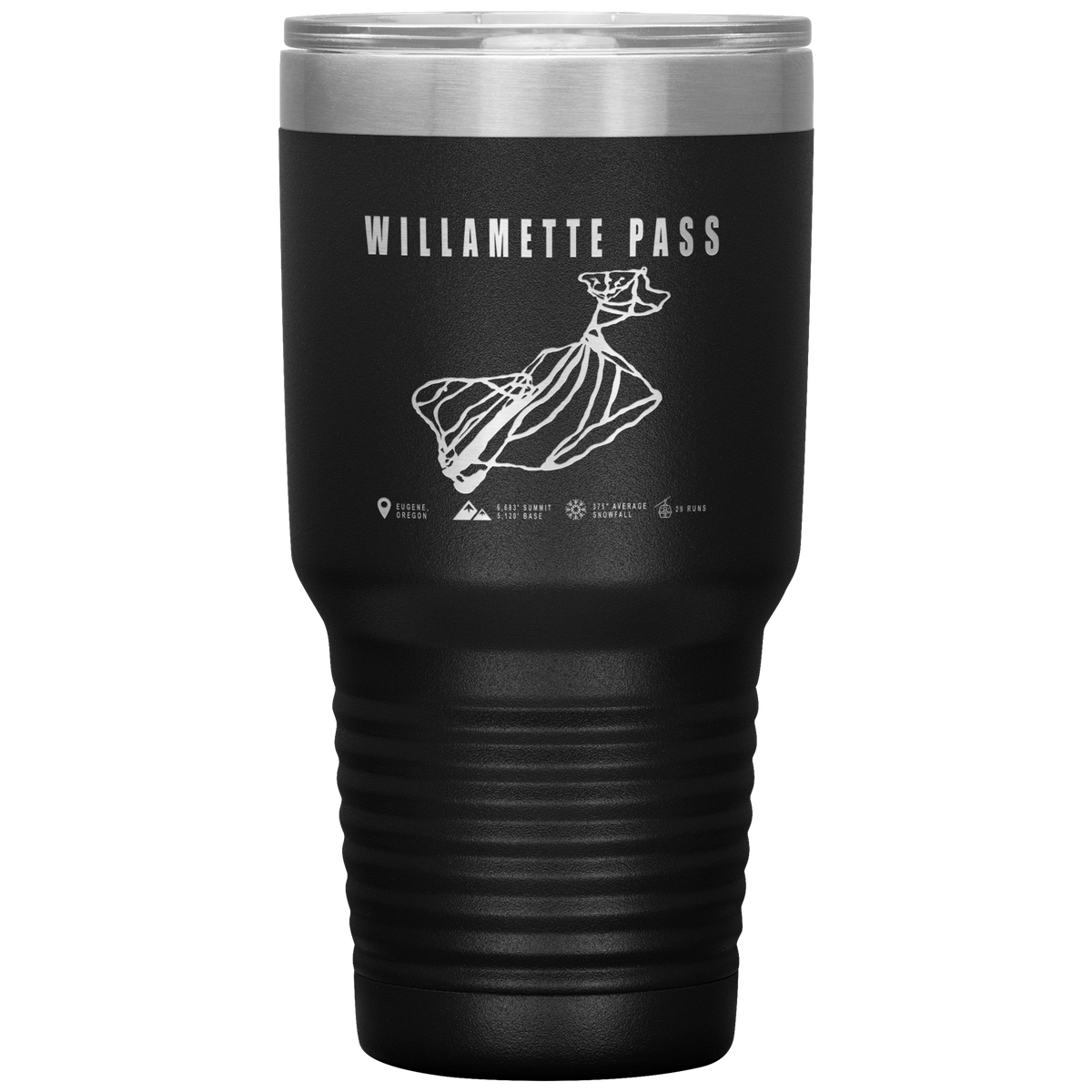 Willamette Pass, Oregon Ski Trail Map 30oz Tumbler