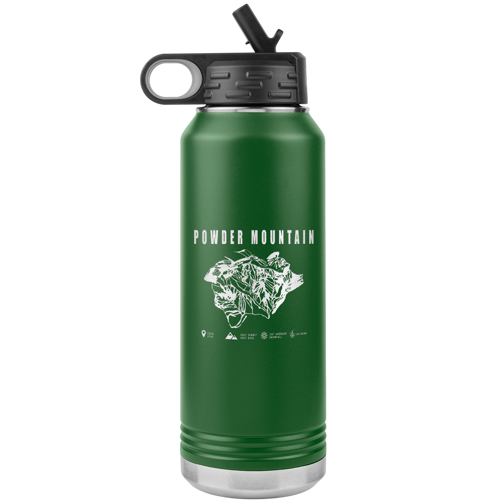 Powder Mountain,Utah Ski Trail Map 32oz Water Bottle Tumbler - Powderaddicts