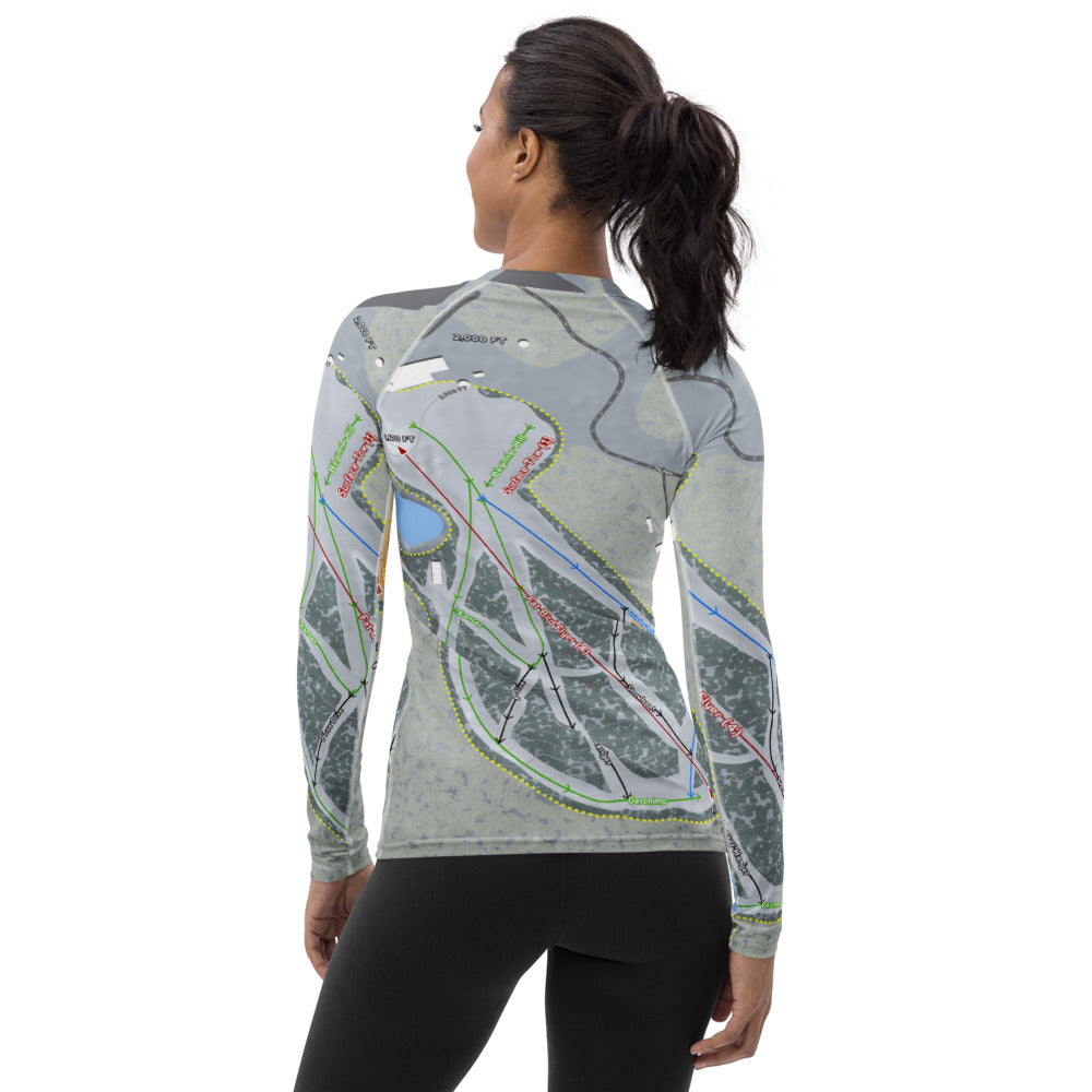 Mystic Mountain Nemacolin, Pennsylvania Ski Trail Map Women&#39;s Base Layer Top - Powderaddicts